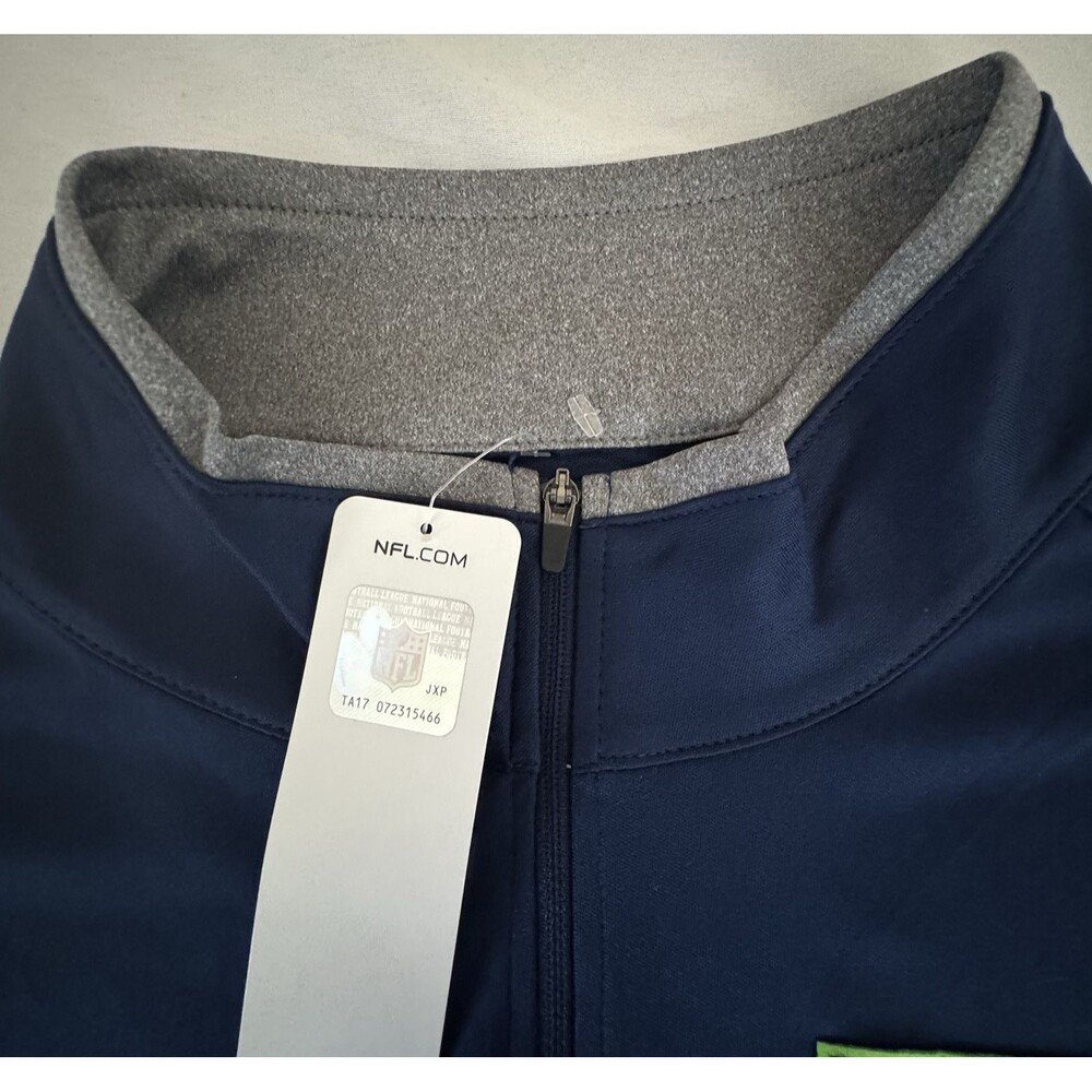 Seattle Seahawks Mens 2XL Pullover Shirt Gray NFL Team Apparel 1/4 Zip XXL New - Picture 3 of 7